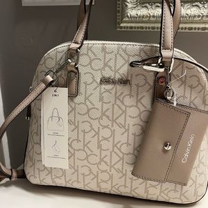 NEW AND NEVER USED Calvin Klein Leather Satchel and Pouch